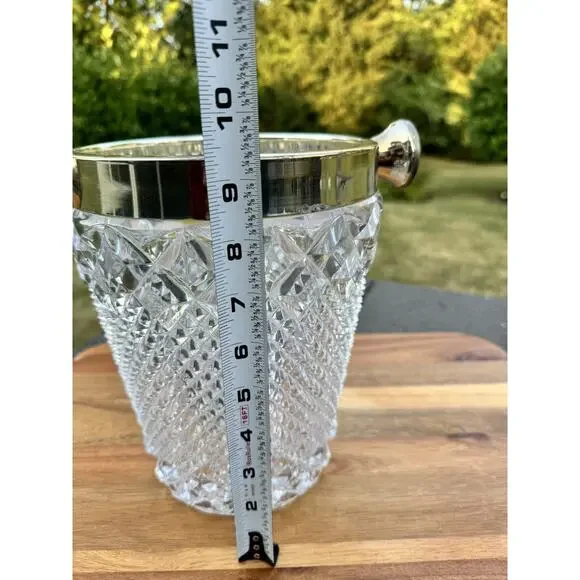 1950s VSL Art Deco Cut Crystal and Champagne Bucket Belgium 9.5” Heavy 9.6 Lb